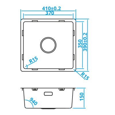 CARESSI CABL37R15 spoelbak Basic Line